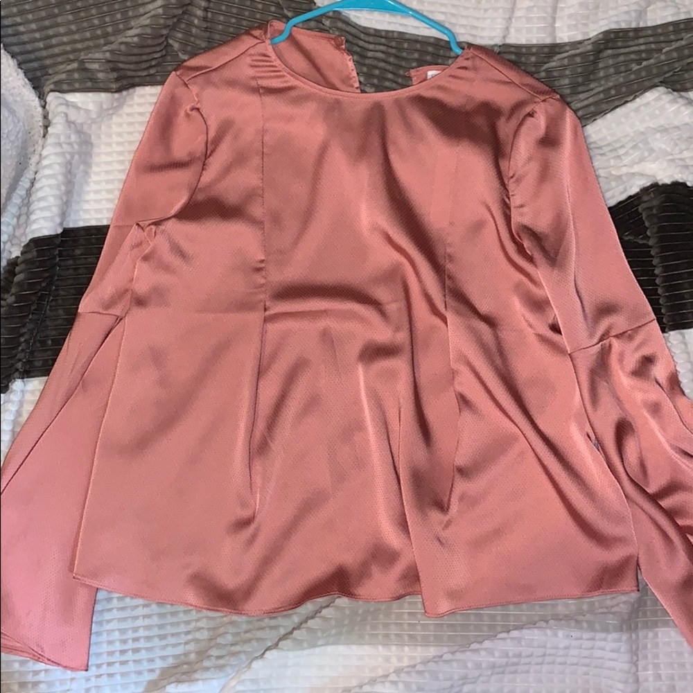 For The Republic Satin Pink Blouse